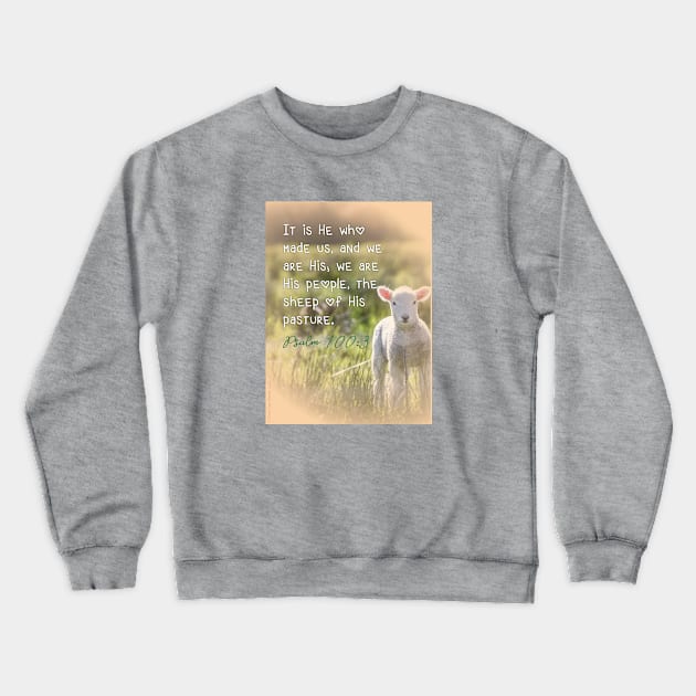 It is He who made us, and we are His... the sheep of His pasture.  Psalm 100:3 Crewneck Sweatshirt by Third Day Media, LLC.